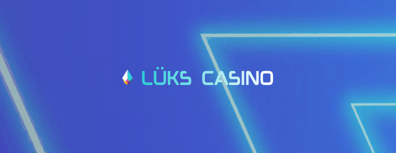 The Lüks Casino logo on a blue background with neon lines